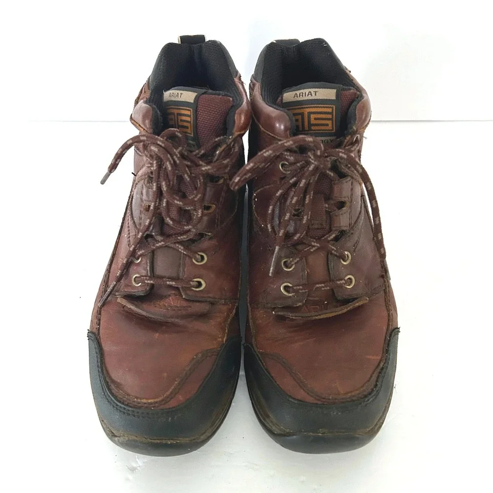 Ariat Terrain ATS Hiking Boots Mens 8.5 Brown Technology Leather Mid Top Work